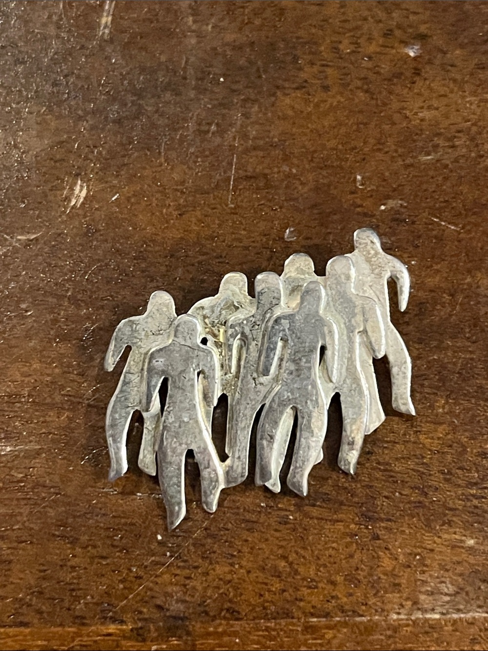 Artistic Sterling Silver Human Figure Cluster Brooch